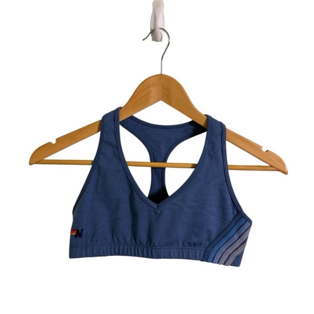 Aviator Nation 5 Stripe Sports Bra Blue Size X-Small